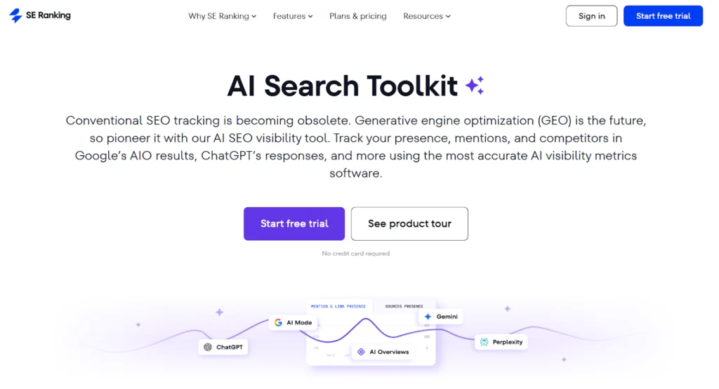 SE ranking home, best AI SEO tool
