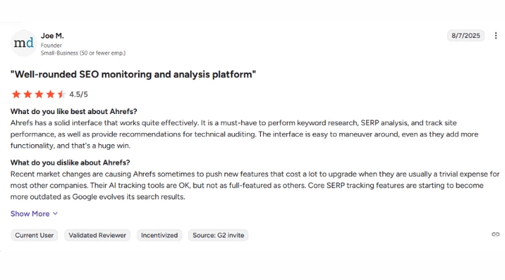 Semrush vs Ahrefs: Which SEO Tool Is Best for You in 2025? Ahrefs review on G2