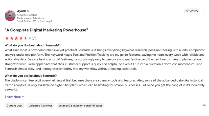 Semrush vs Ahrefs: Which SEO Tool Is Best for You in 2025? Semrush review on G2