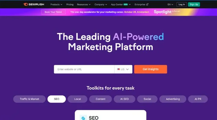 Semrush vs SE Ranking, Semrush Dashboard